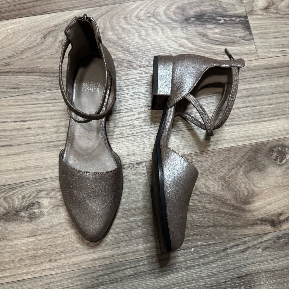 Eileen Fisher Mica Lyton D'Orday Flats Metallic Suede Leather Size 6.5